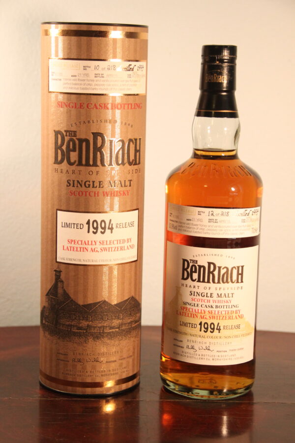 Benriach 21 Years Old Single Cask Bottling Limited Release 1994/2015, 70 cl, 52.9 % Vol. (Whisky), Schottland, Speyside, Fasstyp: Refill Bourbon Barrel Fass Nummer: 41165 Anzahl Flaschen: 218
