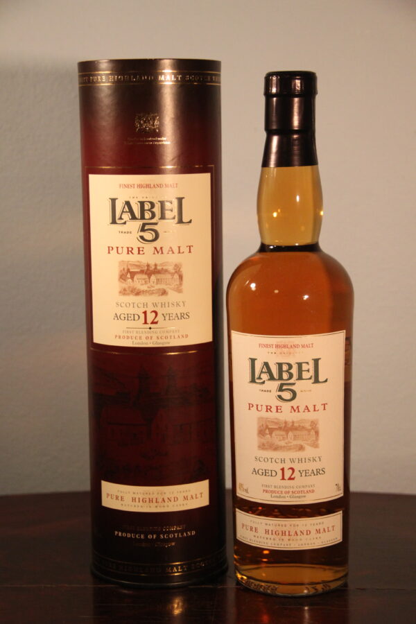 Label 5 12 ans  Blended Malt Scotch Whisky , 70 cl, 40 % Vol., Schottland, Highlands, 