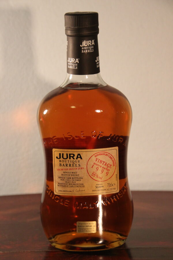 Jura Boutique Barrels Scotch Whisky Vintage 1999, 70 cl, 55 % Vol., Schottland, Jura, Tourbe: 30ppm Nombre de bouteilles: 300