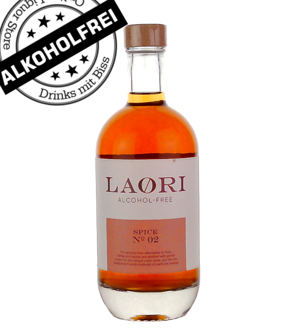 Laori Spice No.2 non-alcoholic, 50 cl, 0 % Vol., , At the Spice No. 2 is a delicious drink reminiscent of rum with its exquisite aromas of herbs, spices, coffee and pineapple, but contains no alcohol. It is an ideal alcohol-free base for cocktails and long drinks and should only be mixed and not drunk pure. It has received various awards for its delicious taste and should not be missing from any bar.  Perfect for a non-alcoholic Cuba Libre, or mixed with ginger ale, or ginger beer.   Consume within 8 weeks after opening.