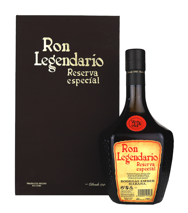 Legendario Very Old Reserve Special, 70 cl, 40 % Vol. (Rum), Kuba, The Ron Legendario brand, which was founded in Havana in 1946, stands for authentic Cuban rums. The rum is produced in the middle of Havana. In the 1970s, the company moves to the district of El Cerro, which is still the production standard today.  Restoring the aesthetics of the first bottle made by the brand, the Ron Legendario Very Old Reserva Especial is an artisanal production that leaves intact the respect for tradition, origin or quality, a philosophy that pervades all the products in the