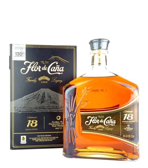 Flor de Caña Centenario 18 Years Old Single Estate Rum, 1 Liter, 40 % vol Rum