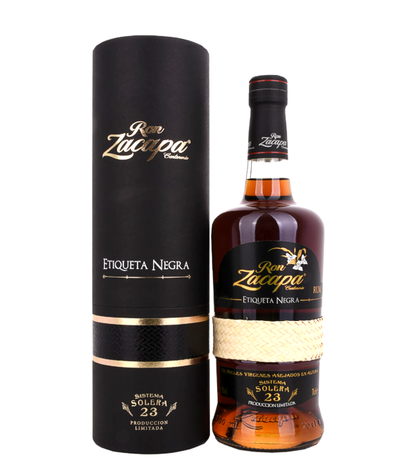 Ron Zacapa Centenario ETIQUETA NEGRA 23 Sistema Solera, 70 cl, 43 % Vol. (Rum), , The Ron Zacapa Etiqueta Negra 23 Solera is the successor product to the Ron Zacapa Black Label. The noble spirit, which has been on the European market since 2004, is produced in Guatemala using the Solera method at an altitude of 2,300 meters, where the rum is stored particularly gently and matures further. Ron Zacapa Etiqueta Negra 23 is definitely one of the world`s best rums.   Cigar connoisseurs love the Ron Zacapa Etiqueta Negra 23 year old because it goes well with medium-strength and str