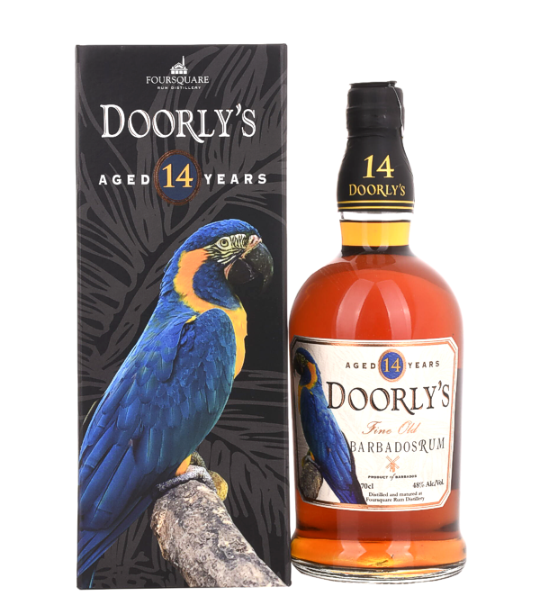 Doorly's 14 Years Old Fine Old Barbados Rum, 70 cl, 48 % Vol., , Die östlichste Insel der Kleinen Antillen in der Karibik ist Barbados. Grosse Zuckerrohrplantagen prägen die Landschaft dieser Insel – die Ernten des hochwertigen Zuckerrohrs sind von einer ausgezeichneten Qualität.  Die 'Foursquare Distillery', mit Sitz in Saint Philip, stellt aus diesem Top-Produkt in einem aufwändigen Verfahren einen ausgezeichneten Rum her.  Der 14-jährige Doorly's erweitert die 'Doorly's-Produktpalette' um einen weiteren exquisiten Rum.   Nase: Exotische Früchte, Orangensch