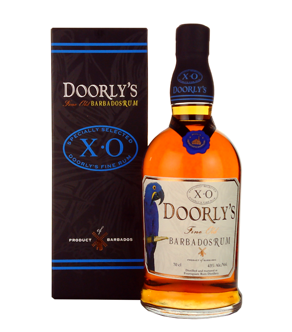 Doorly's XO Fine Old Barbados Rum, 70 cl, 43 % Vol., , Die östlichste Insel der Kleinen Antillen in der Karibik ist Barbados. Grosse Zuckerrohrplantagen prägen die Landschaft dieser Insel, und die Ernten des hochwertigen Zuckerrohrs sind von einer ausgezeichneten Qualität.  Die Foursquare Distillery, mit Sitz in Saint Philip, stellt aus diesem Top-Produkt in einem aufwändigen Verfahren einen ausgezeichneten Rum her. Um den einzigartigen Charakter von Doorly's XO zu kreieren, werden einige der ältesten Rums sorgfältig für eine zweite Reifung ausgewäh