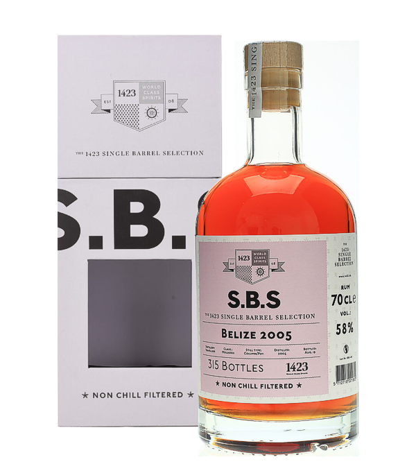 1423 S.B.S BELIZE Rum Travellers Distillery Single Barrel Selection 2005, 70 cl, 58 % vol Rum