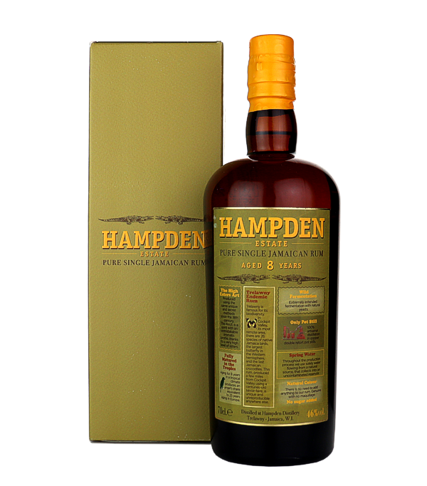 Hampden Estate 8 Years Old HLCF Classic Pure Single Cask Jamaican Rum, 70 cl, 46 % Vol., , er Hampden Estate 8 Jahre Pure Single Jamaican Rum wird mit einzigartigen und teilweise geheimen Methoden hergestellt, die seit dem 18. Jahrhundert unverändert geblieben sind, und ist das Flaggschiff des Sortiments. Er verkörpert perfekt die aromatische Komplexität und Vielseitigkeit, für die Hampden Estate bekannt ist, und macht ihn zu einem grossartigen Allrounder für Cocktails und zum puren Genuss. Es repräsentiert die Quintessenz des Hampden Estate-Stils.  Der Rum wurde 8 Jahre in Jamaika in