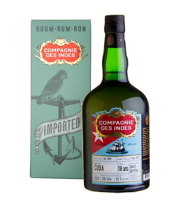 Compagnie des Indes Cuba Single Cask Rum 18 años Sancti Spiritus, 70 cl, 45 % vol Rum