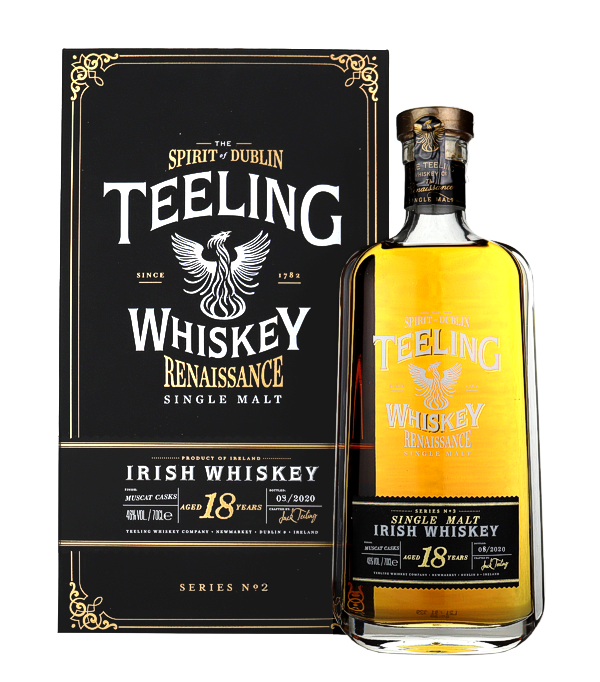 Teeling Whiskey 18 Years Old RENAISSANCE Single Malt Irish Whiskey Series n2 Australian Shiraz Finish, 70 cl, 46 % Vol. (Whisky), , Die limitierte The Renaissance Series No. 2 ist eine Hommage an die neue Bltezeit des irischen Whiskeys. Gereift zunchst in ex-Bourbon-Fssern und anschliessend veredelt in ehemaligen Shiraz-Weinfssern aus Australien, entfaltet dieser 18-jhrige Single Malt ein unvergleichliches Aromenspiel. Mit einer streng limitierten Auflage ist dieser Whiskey nicht nur ein Genuss fr Kenner, sondern auch ein begehrtes Sammlerstck. Jede Flasche erzhlt die Geschichte der modernen Whiskey-Revolution Irla
