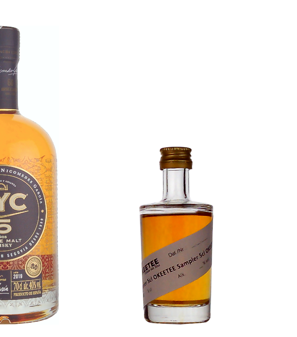 DYC 15 years Single Malt Whisky, Sampler, 5 cl, 40 % Vol., , DYC 15 aos is a 100% Spanish made single malt in a special 60th anniversary edition. The spirit matured in American oak barrels for 15 years. There are only 12,000 units of this new edition, which were bottled at 40% volume.