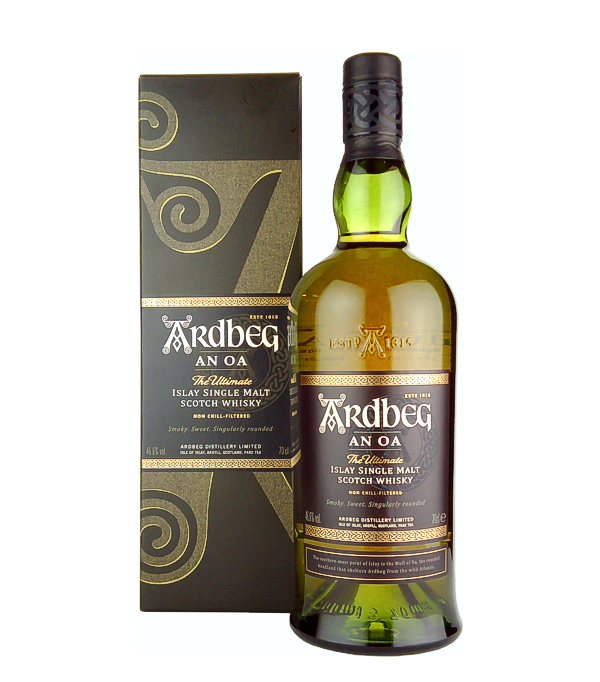 Ardbeg AN OA Islay Single Malt Scotch Whisky, 70 cl, 46.6 % Vol., Schottland, Isle of Islay, Unofficially, the Ardbeg Distillery has been distilling since 1794 - in 1815 the distillery was bought by John McDougall and officially opened under the name Ardbeg.  