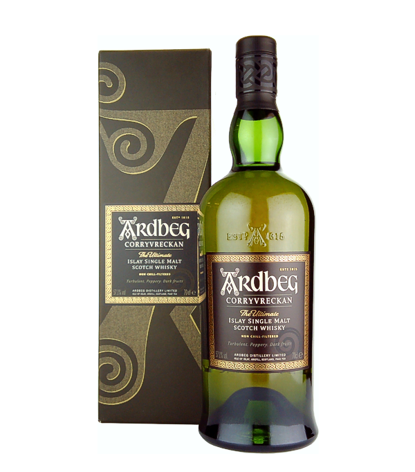 Ardbeg CORRYVRECKAN 2021 Islay Single Malt Scotch Whisky, 70 cl, 57.1 % Vol., Schottland, Isle of Islay, Ardbeg is considered `undoubtedly the most impressive distillery in the world`. The house was founded in 1815 and was just saved from the company closure in 1997. The distillery is located on the storm-swept, rugged and famous whiskey island of Islay off the west coast of Scotland.  The second edition of deliciously deep, powerfully peaty and wonderfully wild Corryvreckan. The name Corryvreckan comes from a sea vortex north of Islay. Only the bravest sailors dare to go there.  Magnificent aromat