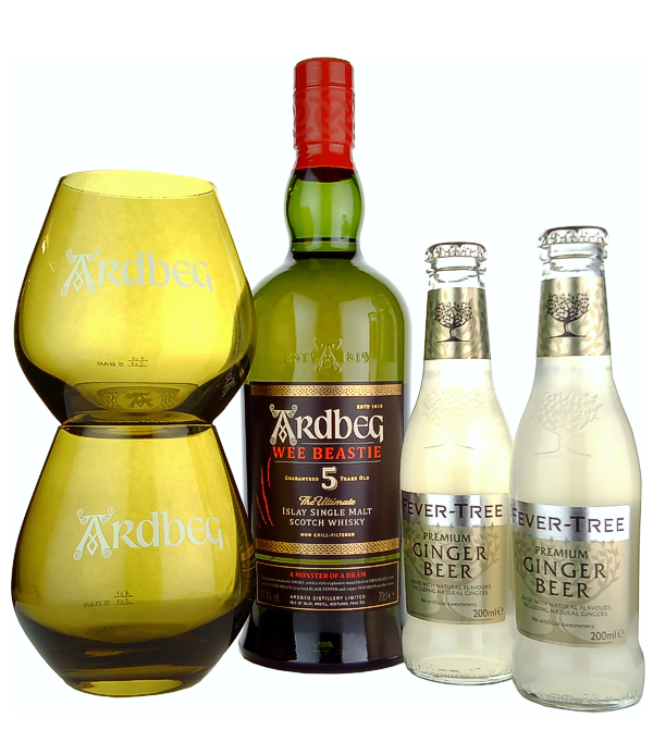 Ardbeg, Fever Tree 5 Year Old WEE BEASTIE 'Mix & Match', 70 cl, 47.4 % Vol. (Whisky), Schottland, Isle of Islay, Unofficially, the Ardbeg Distillery has been distilling since 1794 - in 1815 the distillery was bought by John McDougall and officially opened under the name Ardbeg. 