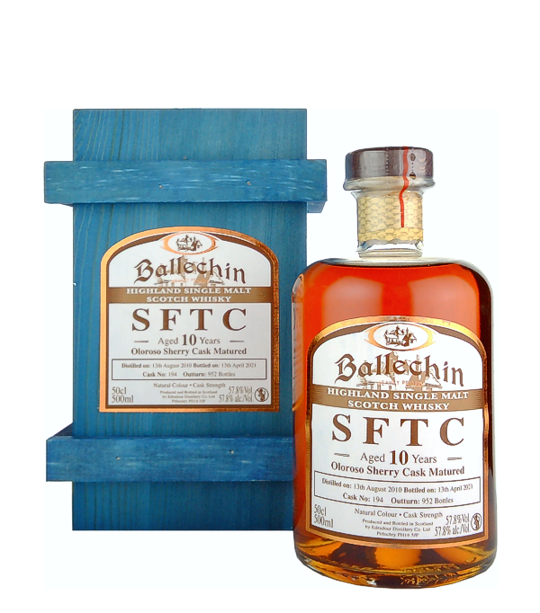 Edradour Ballechin SFTC 10 Years Old Oloroso Sherry Cask #194 Matured 2010, 50 cl, 57.8 % vol (Whisky)