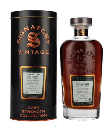 Signatory Vintage BENRIACH 20 Years Old Cask Strength Collection 2000, 70 cl, 59.4 % vol (Whisky)