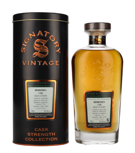Signatory Vintage BENRINNES 23 Years Old Cask Strength Collection 1996, 70 cl, 52.6 % vol (Whisky)