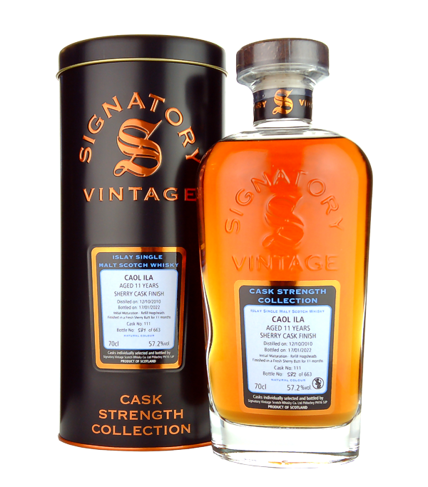 Signatory Vintage, Caol Ila 11 Years Old «Cask Strength Collection» 2010, 70 cl, 57.2 % vol (Whisky)