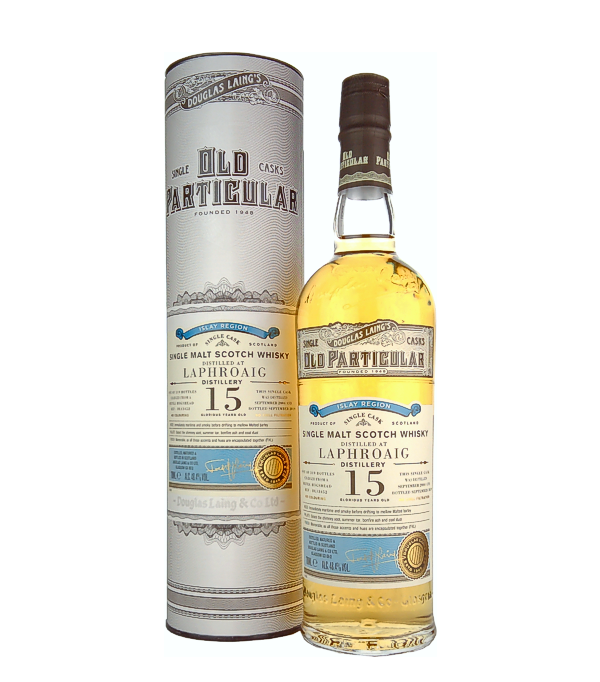 Douglas Laing & Co., Laphroaig Old Particular 15 Years Old Single Cask Malt 2004, 70 cl, 48.4 % Vol. (Whisky), Schottland, Isle of Islay, Douglas Laing`s Old Particular range consists of individually selected malts from across Scotland, which are produced to the highest quality standards.  These malts are neither chill-filtered nor provided with color additives and are unique with their single cask bottlings.  The Laphroaig Old Particular Douglas Laing Single Cask Malt 15 Years Old matures for 15 years in the refill hogshead.   Distilled: September 2004 Bottled: September 2019  Limited to 319 bottles worldwide!   Colour: light str