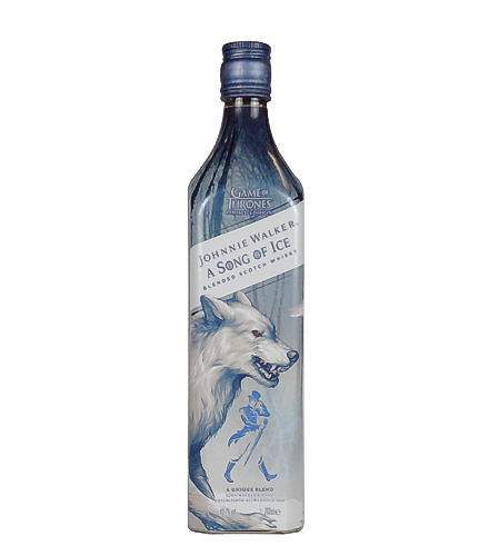 Johnnie Walker A SONG OF ICE Blended Scotch Whisky, 70 cl, 40.2 % Vol., Schottland, Highlands, Johnnie Walker A SONG OF ICE est une nouvelle dition limite labore  partir de single malts de la distillerie Clynelish.  Le design de la bouteille a t inspir par le temps glacial, les couleurs grises et bleues rappellent le froid de l`hiver.   Couleur : Acajou. Nez : Vif et intense.  Saveur: Fruits tropicaux, vanille. Finition: Longue dure.