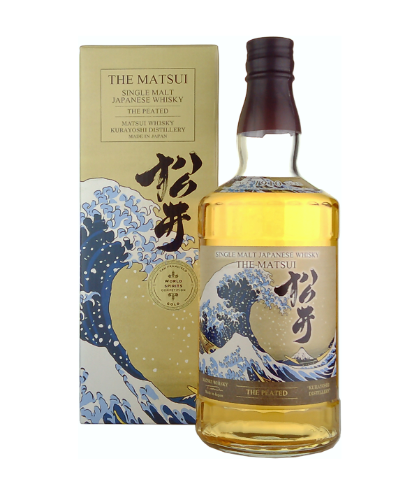 Matsui Whisky THE MATSUI Single Malt Japanses Whisky THE PEATED CASK, 70 cl, 48 % Vol., , Der Matsui Whisky ist ein japanischer Whisky. Er wird von der 1910 gegründeten Destillerie Kurayoshi hergestellt. Auf der Flasche des The Peated Single Malt Whisky's ist eine grosse Welle zu sehen.  Katsushika Hokusais war ein japanischer Künstler und gab diesem Kunstwerk den Namen „Die grosse Welle“.  Genau dieser Interpretation sollte auch der MATSUI The Peated Cask Single Malt Whisky entsprechen.  Dieser Whisky ist herzhaft, ausdrucksstark und rauchig im Geschmack, wie die Kraft einer Welle. 
