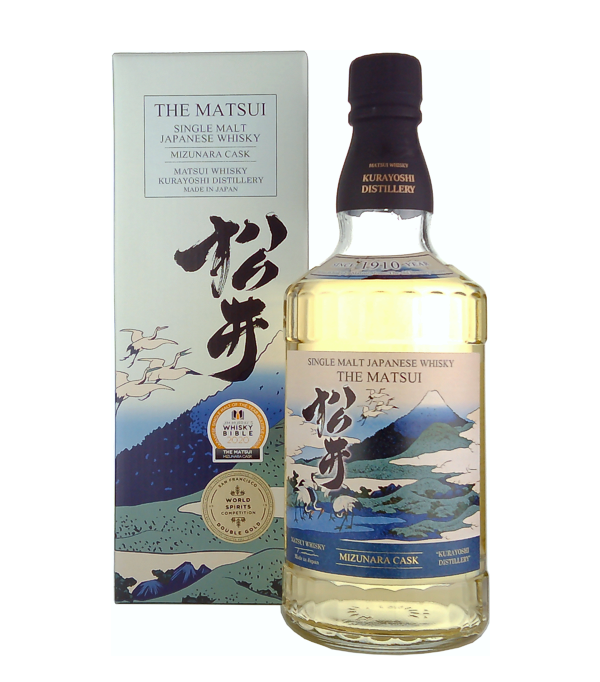 Matsui Whisky THE MATSUI Single Malt Japanese Whisky MIZUNARA CASK, 70 cl, 48 % Vol., , Der Matsui Whisky ist ein japanischer Whisky, welcher in der 1910 gegründeten Destillerie Kurayoshi hergestellt wird. Auf der Flasche des Mizunara Single Malt Whisky’s ist der Berg Fuji und die aus Japan stammenden Kraniche zu sehen. Nicht nur äusserlich, sondern auch innerlich überzeugt dieser Whisky.  Der Geschmack, der sich durch die Lagerung in Mizunara Fässern (Eichenholz) bildet, spiegelt den japanischen Orient wunderbar wieder.      Farbe: Strahlendes Gold. Nase: Würzig, Vanille. Geschmac