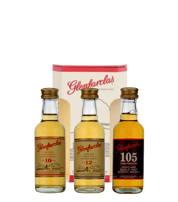 Glenfarclas 10 Y., 12 Y., 105 Sampler 3x5 cl , 15 cl, 47.67 % vol (Whisky)