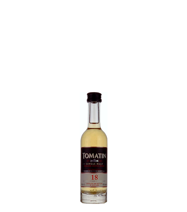 Tomatin 18 Year Old Oloroso Sherry Casks Sampler, 5 cl, 46 % Vol. (Whisky), Schottland, Highlands, This Tomatin is aged in Spanish Oloroso sherry casks for 18 years.   Colour: amber. Nose: Sweet, sherry, notes of apples, cinnamon, vanilla and smoke. Flavour: Sweet, honey, oak, citrus, hints of dark chocolate . Finish: Long-lasting, sweet, dry.
