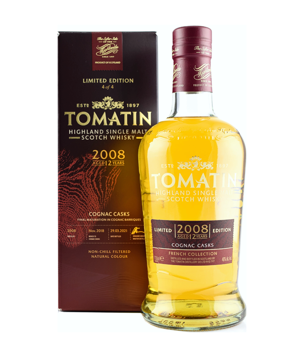 Tomatin 12 Year Old 2008 French Collection Cognac Cask Finish, 70 cl, 46 % vol (Whisky)