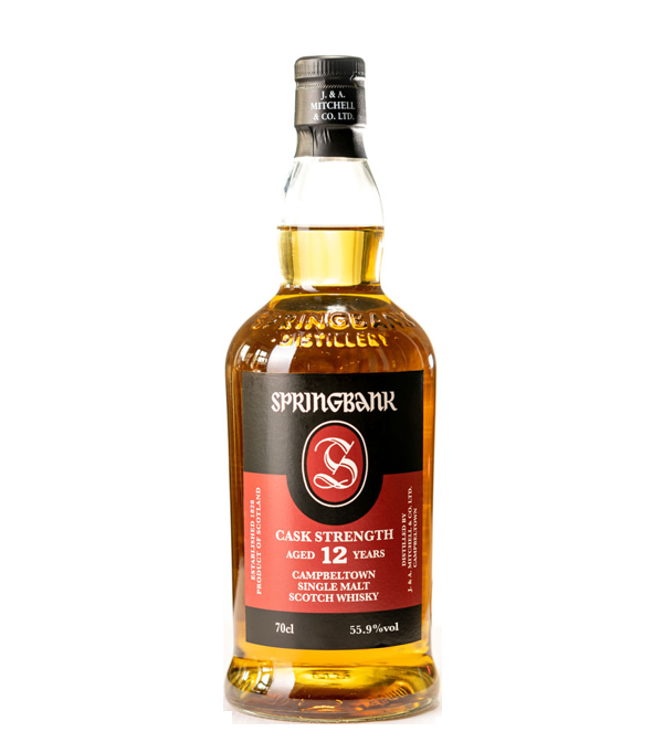 Springbank 12 Years Single Malt Scotch Whiskey Campbeltown, 70 cl, 55.9 % Vol. (Whisky), Schottland, Campbeltown, Springbank 12 is bottled at cask strength and this is a wonderfully balanced dram characterized by a smooth, buttery body and a rich, fruity palate. Add a drop of water to release notes of milk chocolate and vanilla.  The peat influence is immediately apparent on the nose, along with initial medicinal and aniseed notes from the bourbon aging. Caramel and toffee notes add a sweet element, followed by a creamy, nutty aroma.  A soft finish with hints of ginger and lemon zest. The gentle peat smoke 