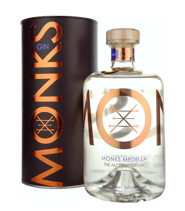 Monk's Medella - Blueberry Gin, 70 cl, 43 % Vol., , The Medella, brings you a taste of locally grown blueberries, known as a vitamin-packed, antioxidant-rich superfood.  MONKS Gins are handcrafted and double distilled in small batches, being an artisanal hybrid -Alembic called 