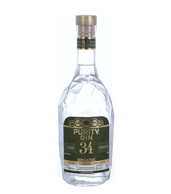 Purity 34 Craft Nordic Dry Organic Gin, 70 cl, 43 % vol 