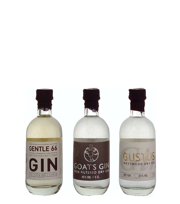 Birkenhof distillery gin special set, sampler, 15 cl, 45 % Vol., , Set includes: 1 x Birkenhog Gentle Gin 5 cl 1 x Goat`s Gin 5 cl 1 x Gutus Gin 5 cl  Have with the three-piece tasting set Gin fans have the opportunity to get to know three excellent gins from Birkenhof. The set includes the varieties GENTLE 66, GOAT`S and GUSTUS, all of which have an alcohol content of 45 percent. The tasting set consists of three miniature bottles, each with 0.05 liters.