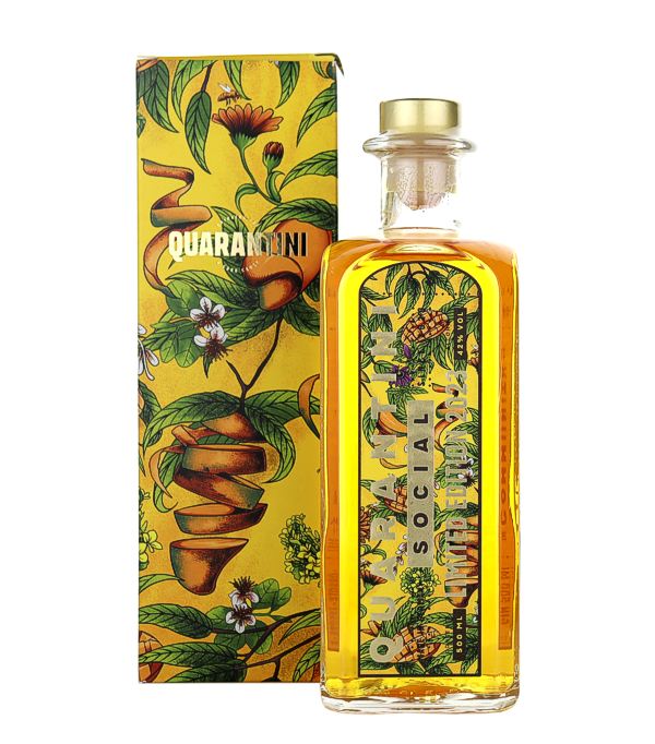 Quarantini Yellow Gin Limited Edition 2023, 50 cl, 42 % Vol., , Quarantini Yellow Gin Limited Edition 2023 is a true community gin, developed for and with the Quarantini community. The gin is inspired by the tropics of Brazil and it feels like you are lying under the palm trees on the beach in Brazil. Refreshingly different!  With the key botanicals mango and passion fruit, paired with orange blossoms and orange zest, you get a particularly tropical, fruity gin in your glass. The fully ripe mangoes are particularly tasty thanks to direct delivery. This way t