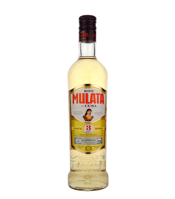 Ron Mulata Carta Blanca 3 Years, 70 cl, 40 % Vol. (Rum), Kuba, The Ron Mulata Carta Blanca 3 Aos is a young, mild and light rum that matures in white oak barrels for 3 years. In the nose it forms light notes of wood and citrus fruits and in the taste a touch of vanilla and cherry. Its straw yellow color is just right for the Cuba Libre long drink and others.