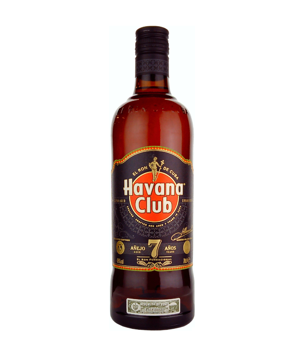 Havana Club Aejo 7 ans, 70 cl, 40 % Vol. (Rum), Kuba, En 1878, la marque Havana Club est apparue sur la scne de l`histoire et en une gnration est devenue l`incarnation de l`art de la distillation cubaine.  Havana Club Aejo 7 Aos est un rhum brun complexe de haute qualit qui peut tre dgust sans glace. Havana Club Aejo 7 ans est un hritage des gnrations prcdentes de  maestros roneros . Il se compose d`un riche mlange de rhums fins qui prend plus de 14 ans  produire. L`ge minimum de chaque rhum de l`assemblage est de 7 ans. Du taba