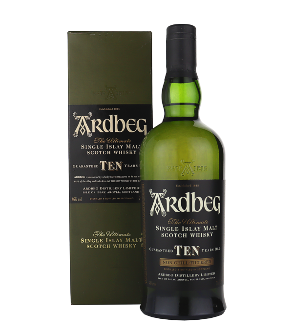 Ardbeg TEN 10 Years Old Islay Single Malt Scotch Whisky, 70 cl, 46 % Vol., Schottland, Isle of Islay, Alte Abfüllung des Ardbeg TEN