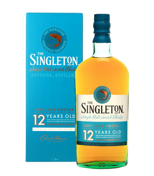 Singleton, GLENDULLAN 12 Years Old, 1 Liter, 40 % Vol. (Whisky), Schottland, Speyside, The Singleton of Glendullan 12 Years Old is aged in European sherry and American bourbon casks for 12 years.   Nose: Complex, fruity, soft, smooth, sweet, hints of vanilla, leather. Flavour: Fruity, citrus, raisins, vanilla, hints of honey, maple syrup.  Finish: Long-lasting, soft.