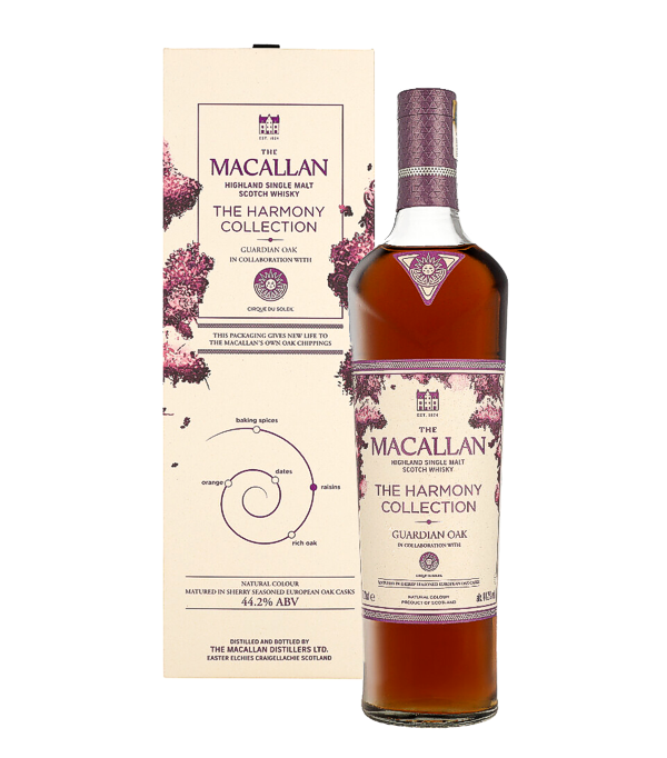 Macallan �The Harmony Collection� Guardian Oak, 70 cl, 44.2 % Vol. (Whisky), Schottland, Speyside, Der Macallan Harmony Collection Guardian Oak ist Teil der renommierten Harmony Collection und w�rdigt die besondere Bedeutung der Eichenf�sser f�r den unverwechselbaren Charakter von Macallan. Die limitierte Abf�llung entstand in Zusammenarbeit mit den Br�dern Charles MacLean und Lachlan MacLean und r�ckt die Kunst der Fassherstellung in den Mittelpunkt. Dabei verbindet der Whisky die f�r Macallan typische Eleganz mit den komplexen Einfl�ssen hochwertiger Eichenf�sser und pr�sentiert sich als vi