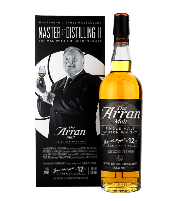Arran 'Master of Distilling - James MacTaggart' The Man With The Golden Glass 2006/2019, 70 cl, 51.8 % Vol. (Whisky), Schottland, Isle of Arran, 