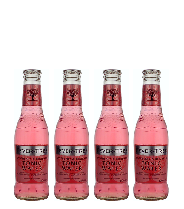 Fever Tree 4x20cl Raspberry & Rhubarb Tonic, 80 cl, 0 % Vol., , The delicately tart rhubarb and the intensely fruity raspberry combine with a hint of quinine to create a balance. This tonic deliberately uses a smaller amount of quinine to let the sweet fruit aromas come into their own.