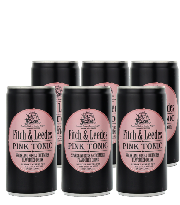 Fitch & Leedes 6x20cl Pink Tonic Water, 80 cl, 0 % Vol., , Pretty in pink with a hint of rose petals and fresh cucumber, the Fitch & Leedes Pink Tonic is the perfect accompaniment to fine gins and adds a delicious touch to your classic G&T.