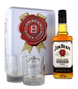 Jim Beam Kentucky Bourbon Whiskey Geschenkbox (Blechbüchse +2 Gläser) 40%vol, 70cl